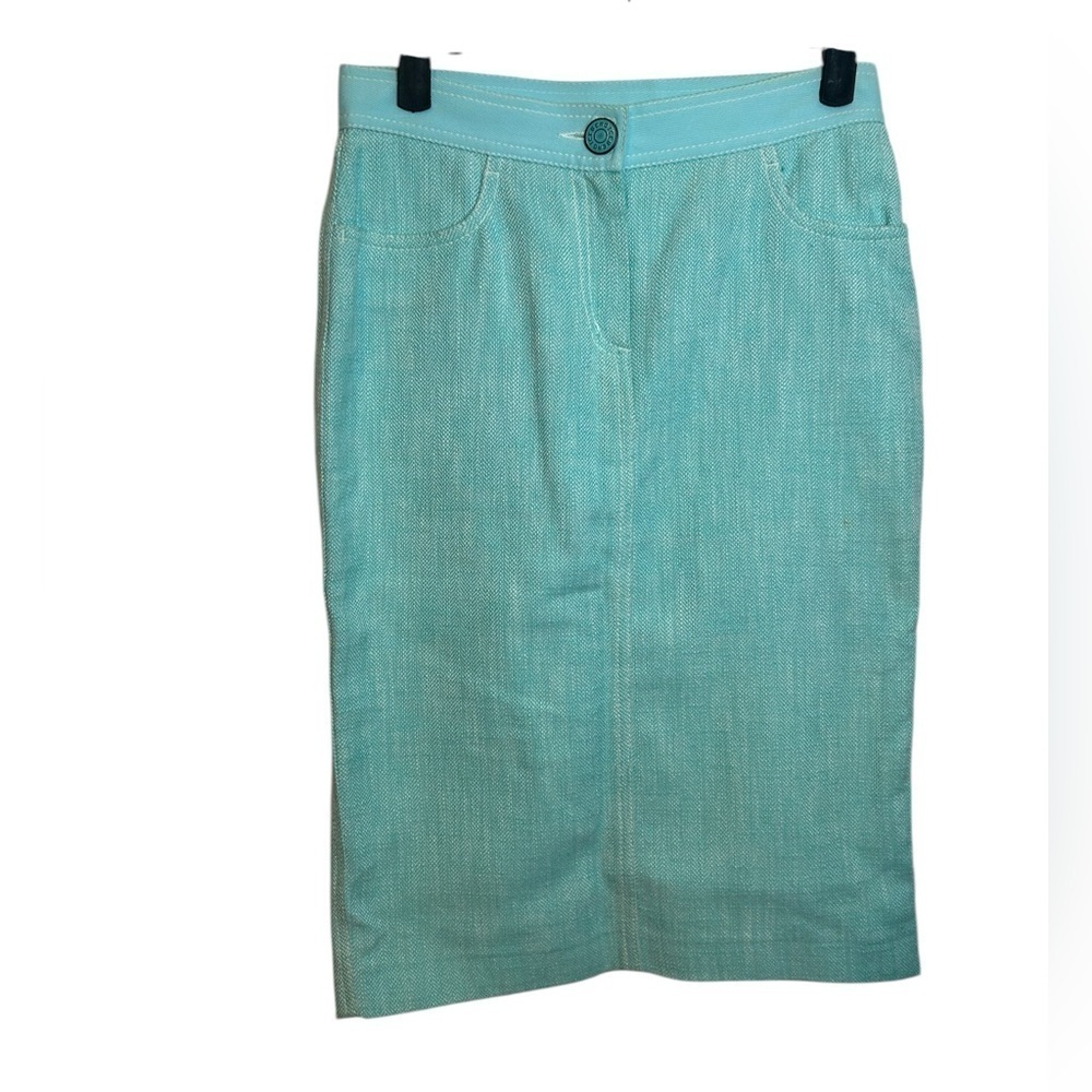 Iceberg Made In Italy Vintage Aqua Blue Pencil Skirt
